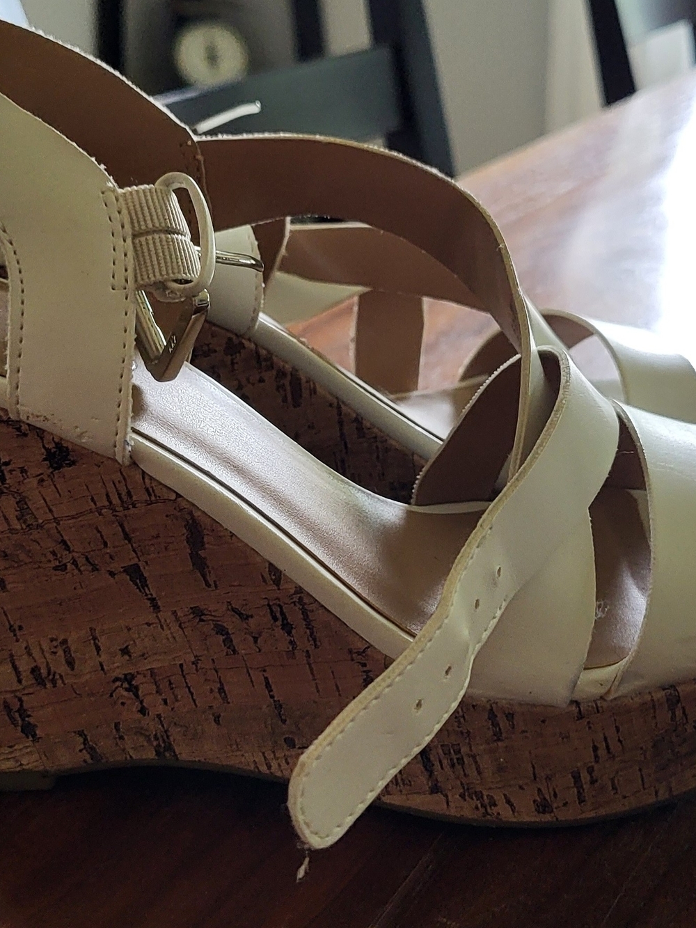Franco Sarto White Leather Slingback Sandals - Picture 3 of 7